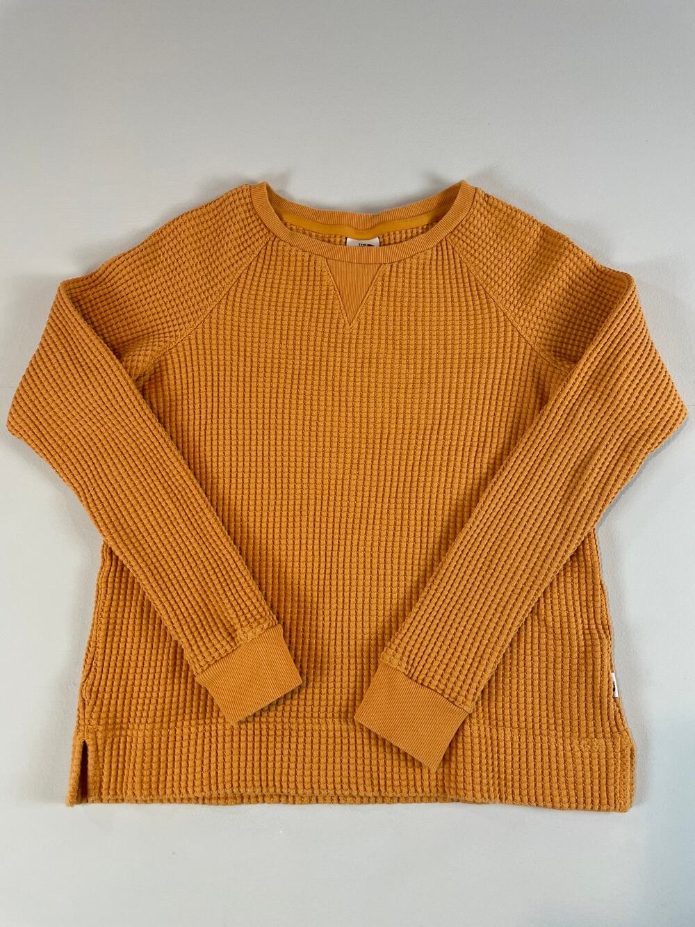 The North Face Waffle Knit Top Size M Deep Golden Yellow Textured Long Sleeve